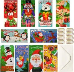 40 Pcs Holographic Christmas Greeting Cards