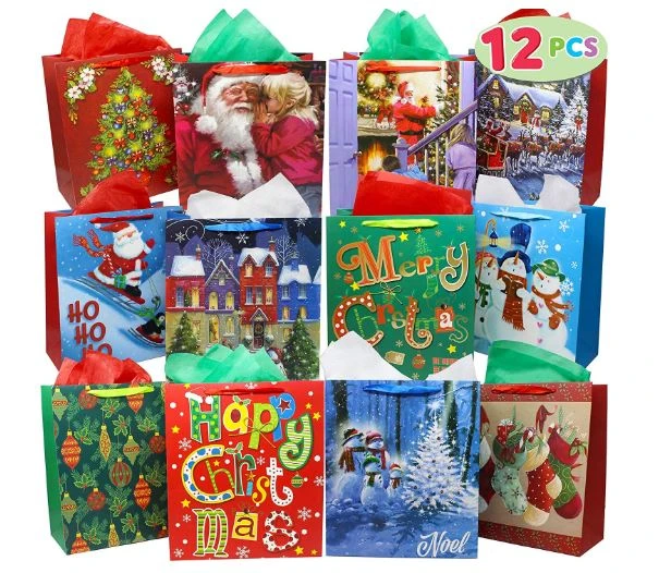 Christmas Gift Bags Bulk With Handles And Name Tags, 12pcs 4 Christmas Gift Bags Bulk With Handles And Name Tags, 12pcs - Image 2