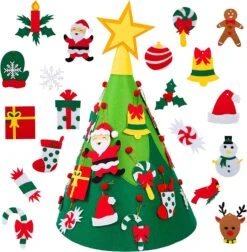 21.5" Christmas Tree Diy Felt Wall Decorations, 20 Pcs