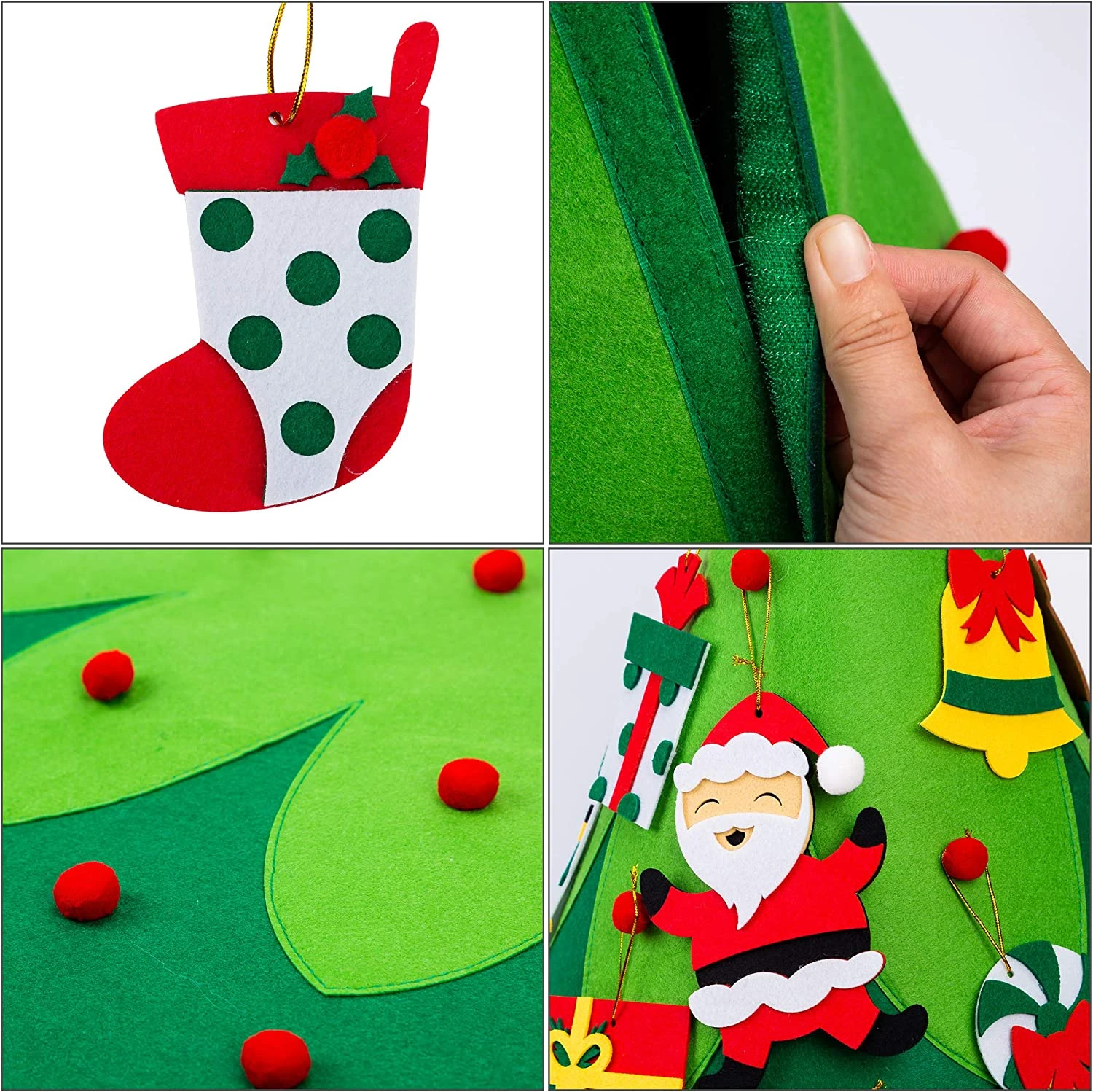 21.5" Christmas Tree Diy Felt Wall Decorations, 20 Pcs 7 21.5" Christmas Tree Diy Felt Wall Decorations, 20 Pcs - Image 5