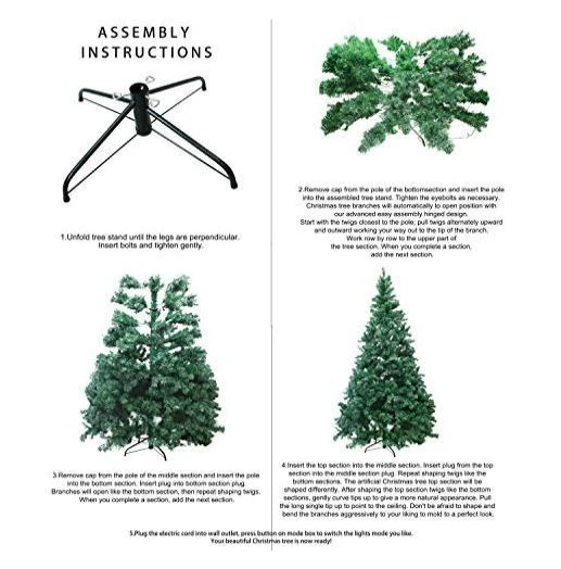 7.5 Ft Prelit Christmas Tree, Hinged Artificial Christmas Tree With 660 Clear Led Lights(8 Modes) And Metal Stand 4 7.5 Ft Prelit Christmas Tree, Hinged Artificial Christmas Tree With 660 Clear Led Lights(8 Modes) And Metal Stand - Image 2
