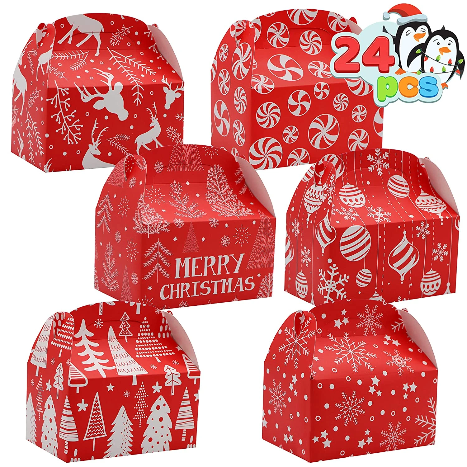 5.25" Christmas Red Gable Candy Boxes, 24 Pcs 4 5.25" Christmas Red Gable Candy Boxes, 24 Pcs - Image 2