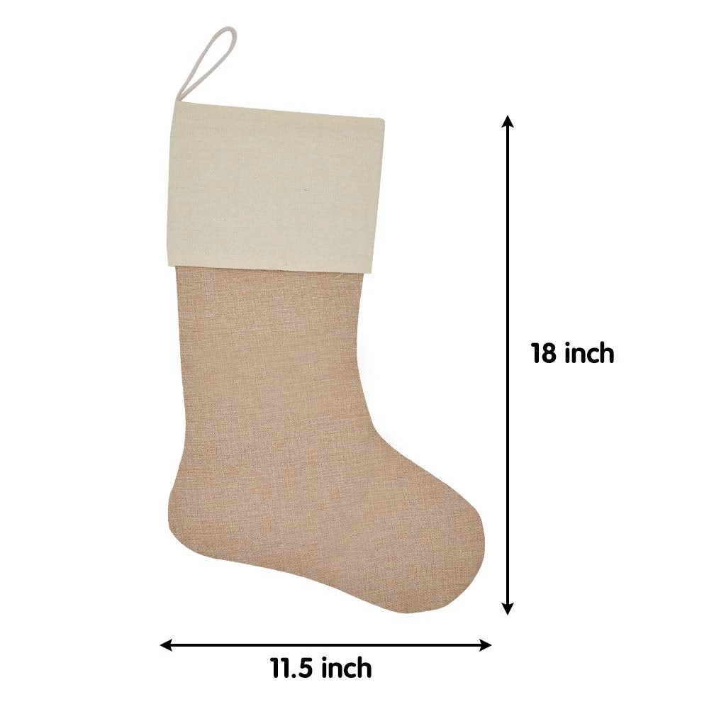 Plain Burlap Christmas Stockings 7 Plain Burlap Christmas Stockings - Image 5