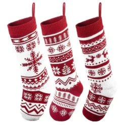 3 Pack 18" Knit Christmas Stockings