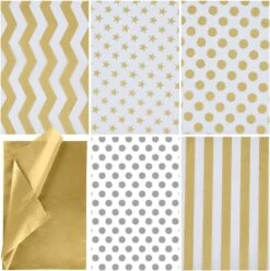 150 Piece Christmas Metallic Silver And Gold Tissue Paper