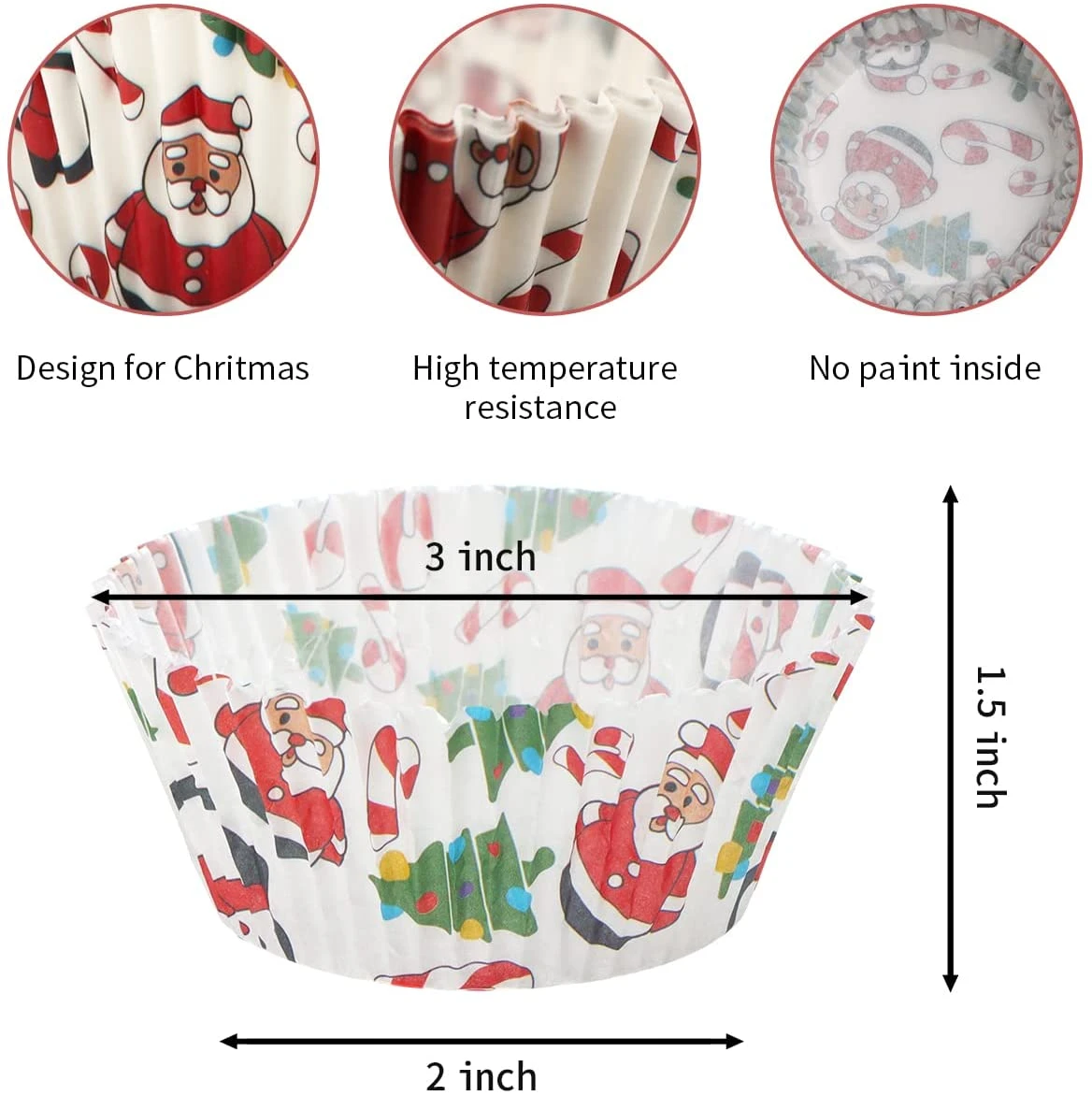 Christmas Cupcake Liners, 150 Pcs 5 Christmas Cupcake Liners, 150 Pcs - Image 3