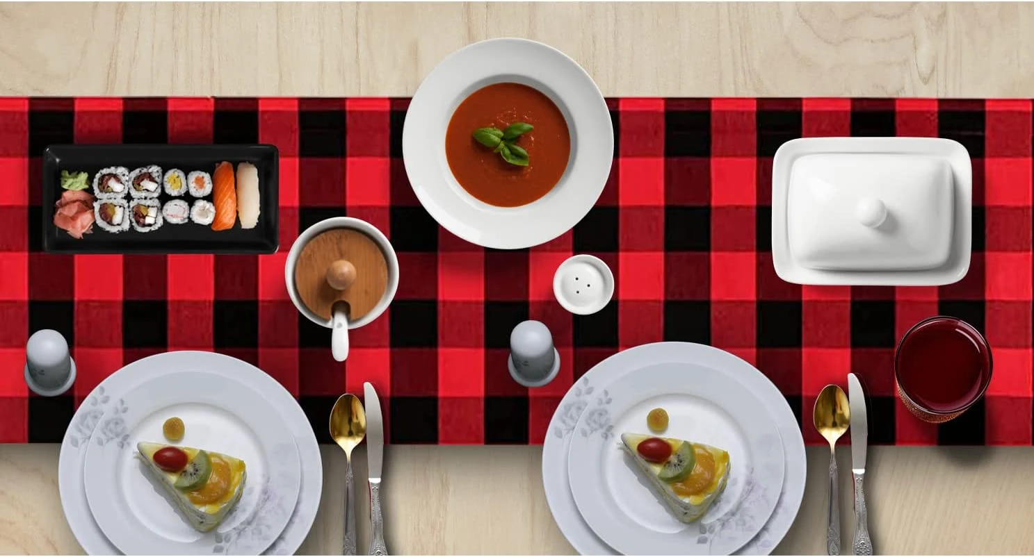 Christmas Table Runner Buffalo Check Classic 14x72in??red & Black??¡ìo? 5 Christmas Table Runner Buffalo Check Classic 14x72in??red & Black??¡ìo? - Image 3