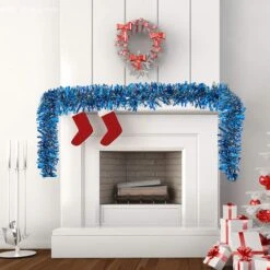 6.6 Ft. Christmas Blue Sparkly Tinsel Garland, 4 Pcs 12 6.6 Ft. Christmas Blue Sparkly Tinsel Garland, 4 Pcs -Xmas Supplies Shop 67