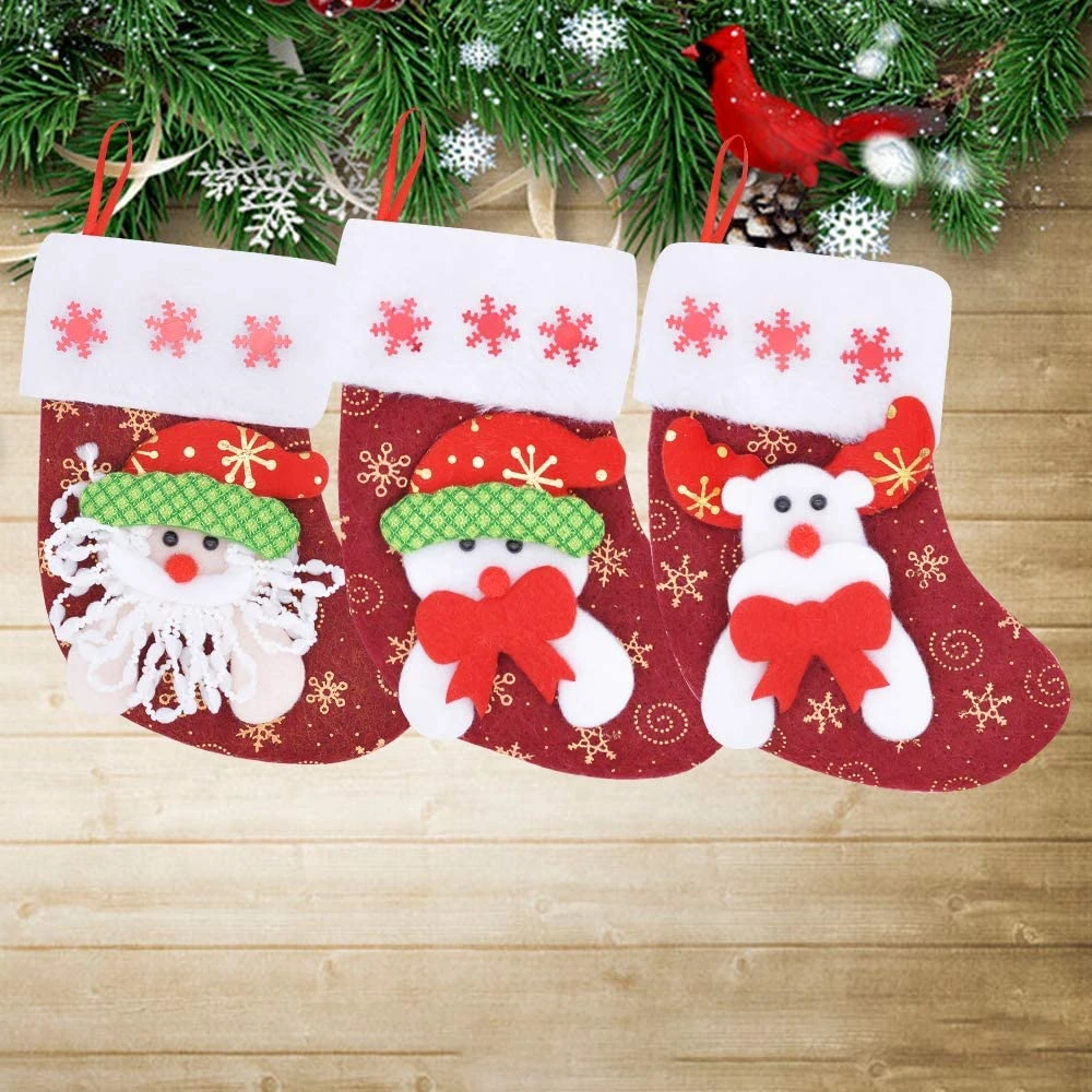 6in Mini Christmas Stockings (Patches), 12 Pcs 4 6in Mini Christmas Stockings (Patches), 12 Pcs - Image 2
