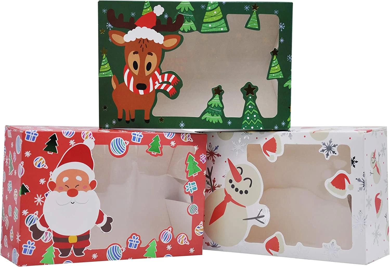 8.75in Christmas Characters Foil Cookie Box With Window, 24 Pcs 5 8.75in Christmas Characters Foil Cookie Box With Window, 24 Pcs - Image 3
