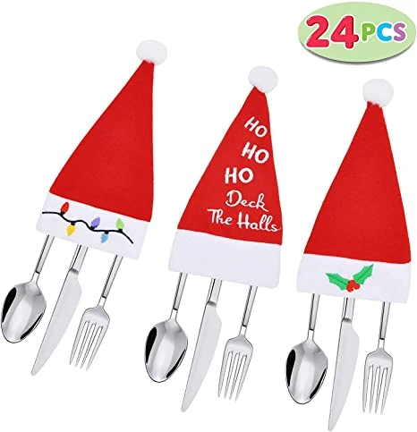 24 Piece Christmas Santa Hats Silverware 5 24 Piece Christmas Santa Hats Silverware - Image 3