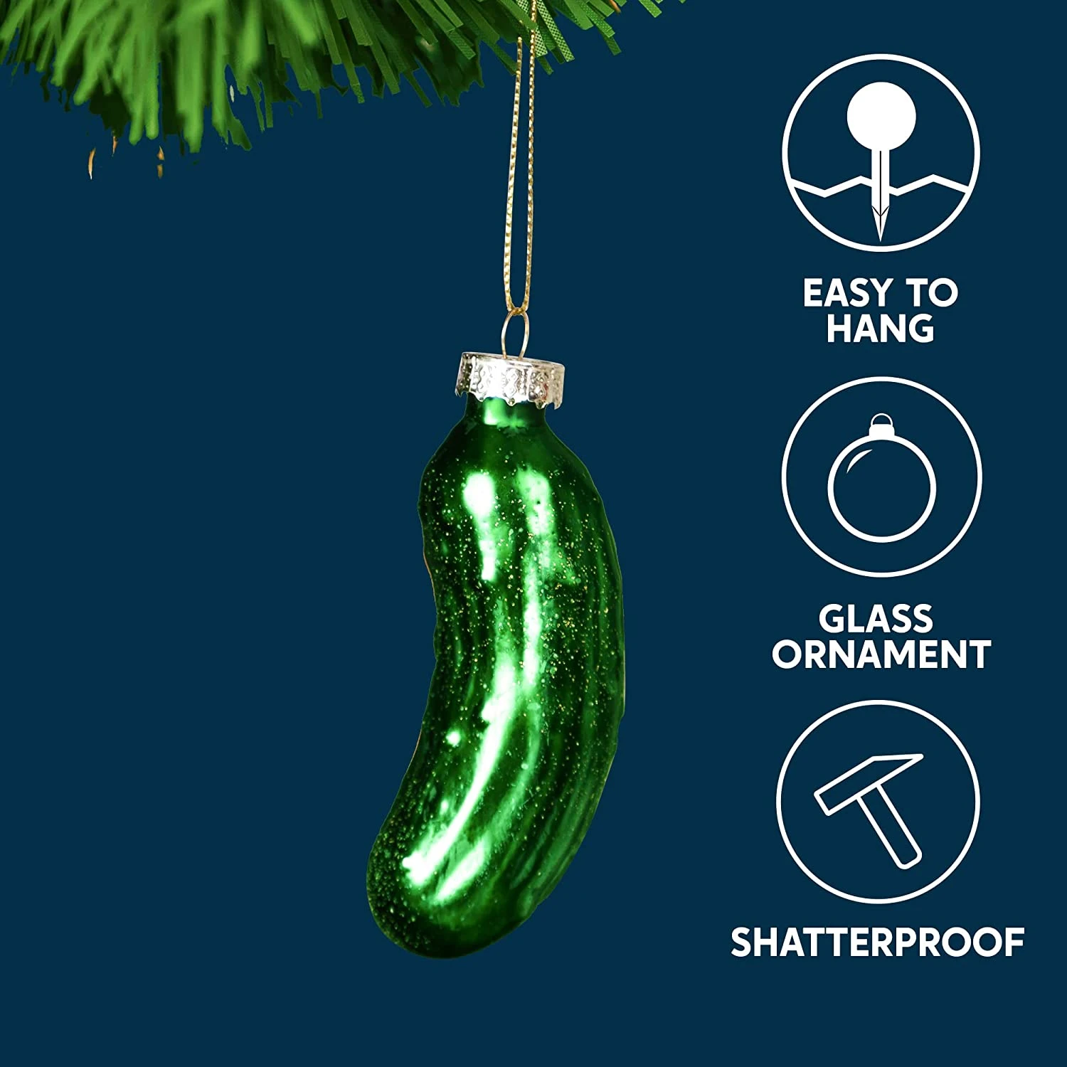 Christmas Glass Ornament 2-pcs Pickle Set For Christmas Tree Decoration 4 Christmas Glass Ornament 2-pcs Pickle Set For Christmas Tree Decoration - Image 2