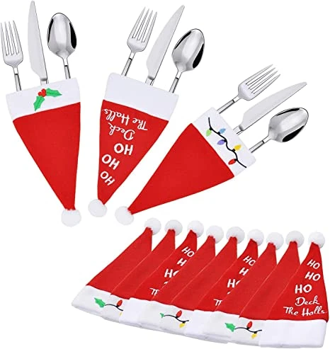 24 Piece Christmas Santa Hats Silverware 3 24 Piece Christmas Santa Hats Silverware