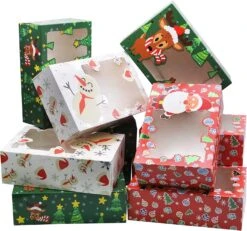 8.75in Christmas Characters Foil Cookie Box With Window, 24 Pcs