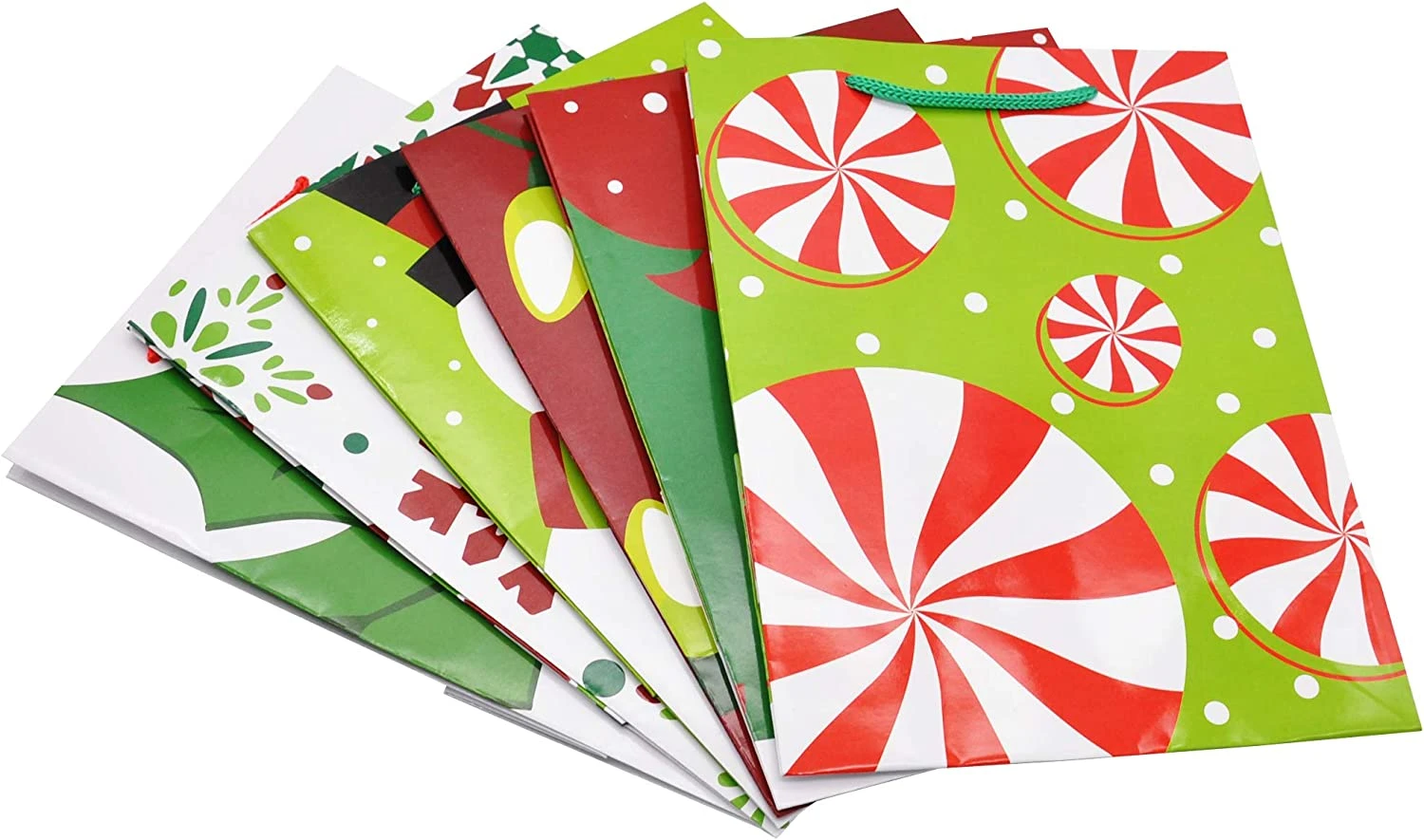 Christmas Gift Bags, Holiday Paper Goody Bags With Handles 6 Christmas Gift Bags, Holiday Paper Goody Bags With Handles - Image 4
