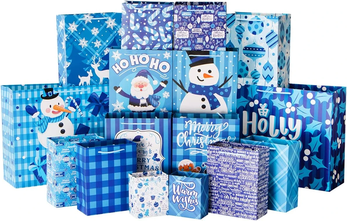 Blue Christmas Gift Bag, 32 Pcs 3 Blue Christmas Gift Bag, 32 Pcs