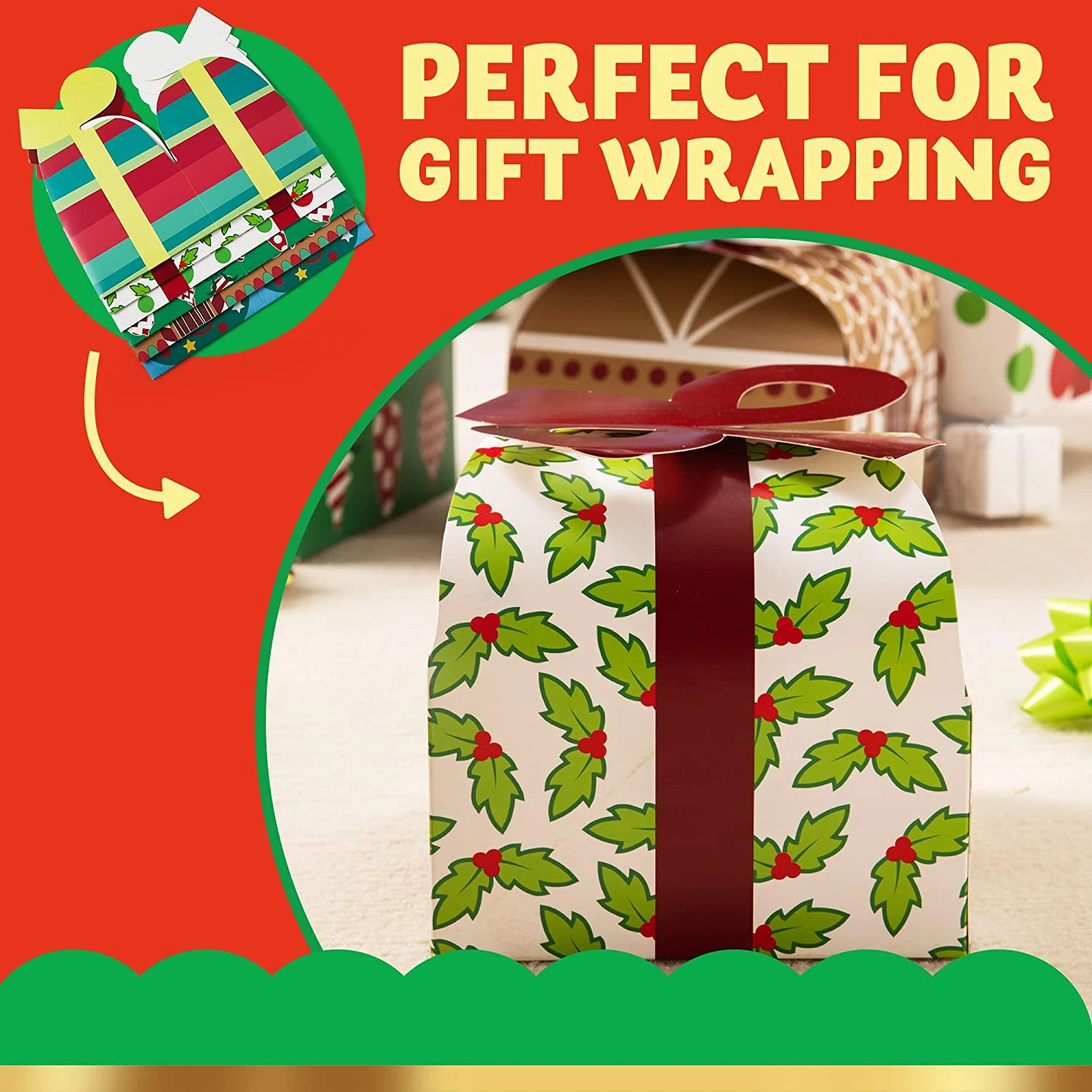 3d Christmas Goody Gift Boxes With Bow, 24 Pcs 8 3d Christmas Goody Gift Boxes With Bow, 24 Pcs - Image 6