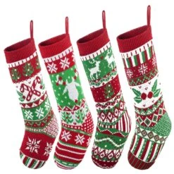 Large Size Rustic Cable Knit Christmas Stockings