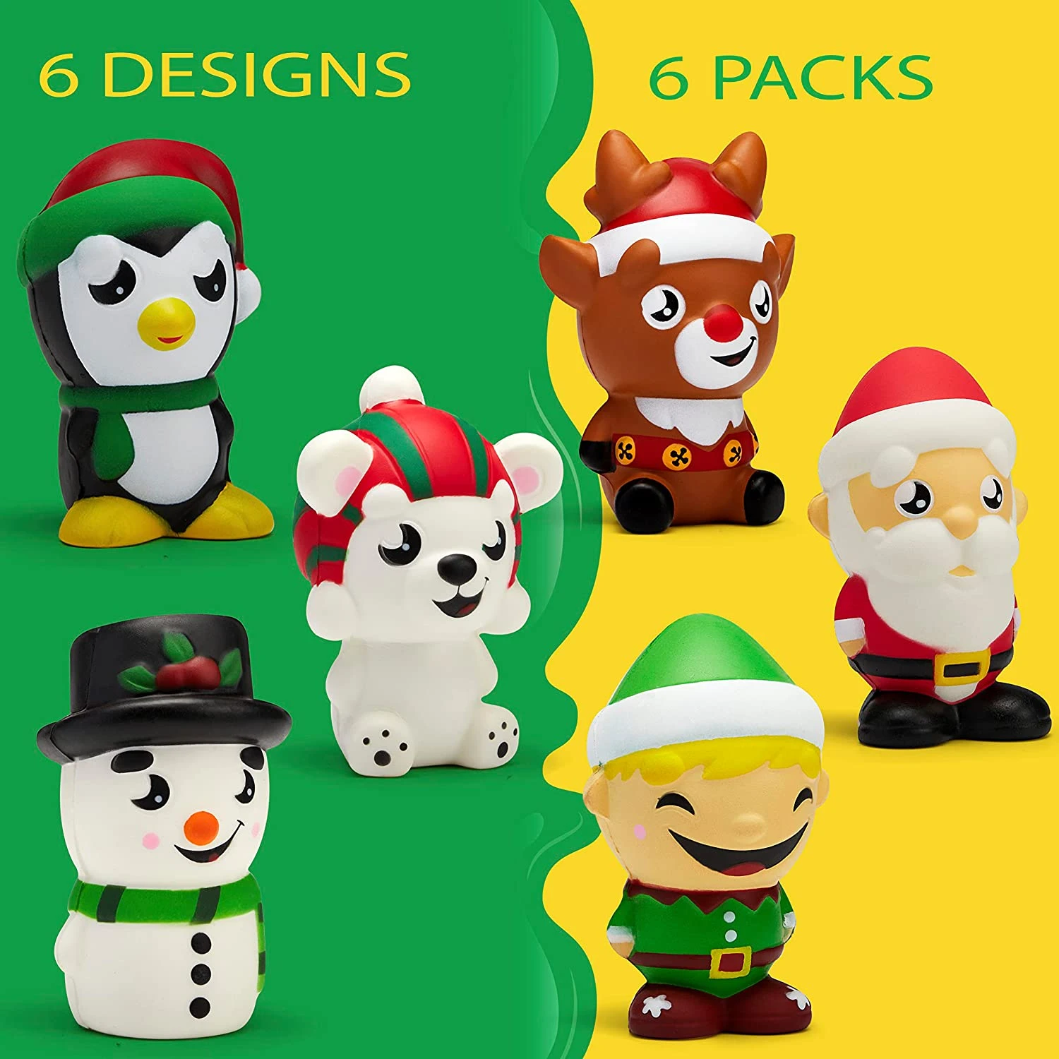 6 Piece Christmas Squishy Toy 4 6 Piece Christmas Squishy Toy - Image 2