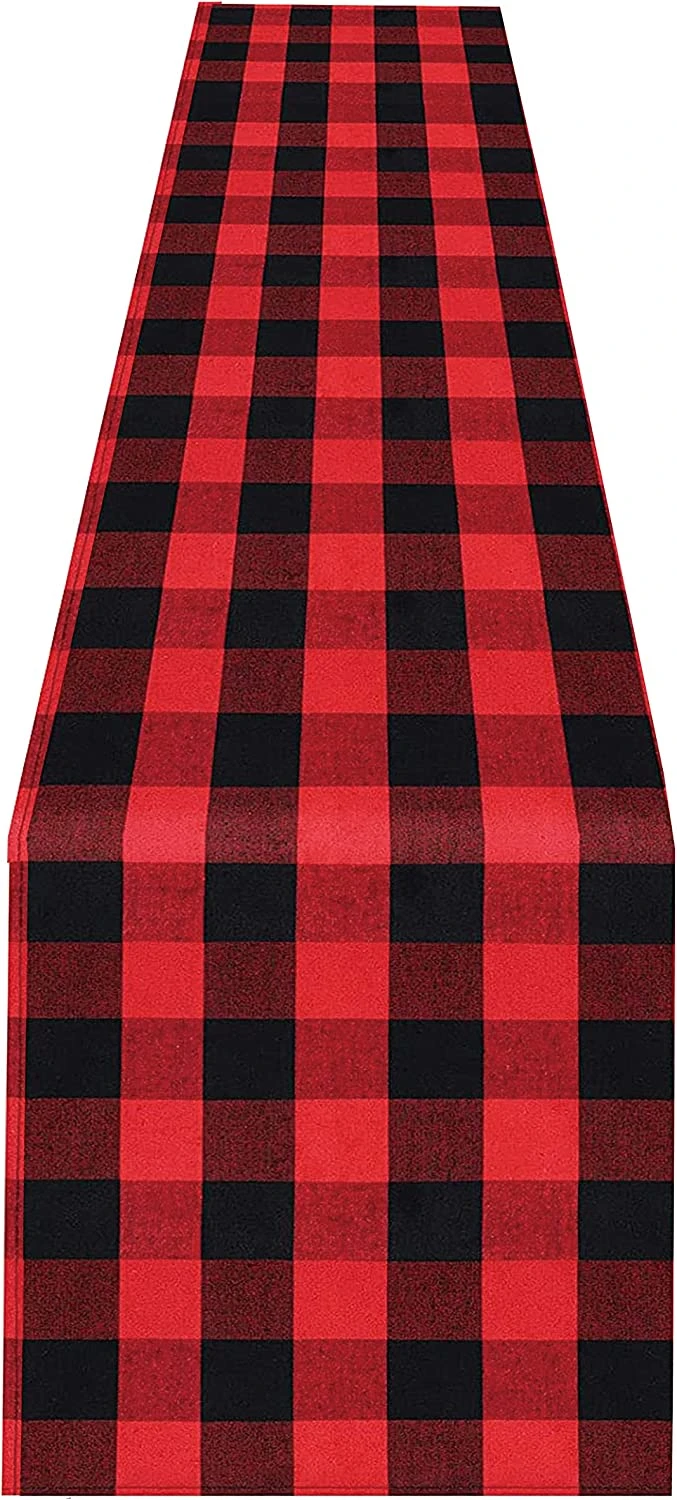 Christmas Table Runner Buffalo Check Classic 14x72in??red & Black??¡ìo? 8 Christmas Table Runner Buffalo Check Classic 14x72in??red & Black??¡ìo? - Image 6
