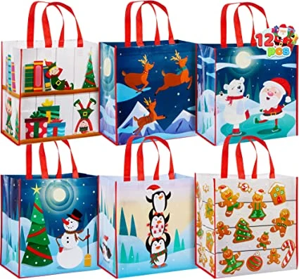 12 Piece Large Christmas Tote Bags 3 12 Piece Large Christmas Tote Bags
