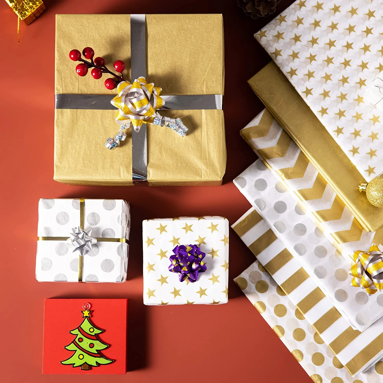 150 Piece Christmas Metallic Silver And Gold Tissue Paper 9 150 Piece Christmas Metallic Silver And Gold Tissue Paper - Image 7