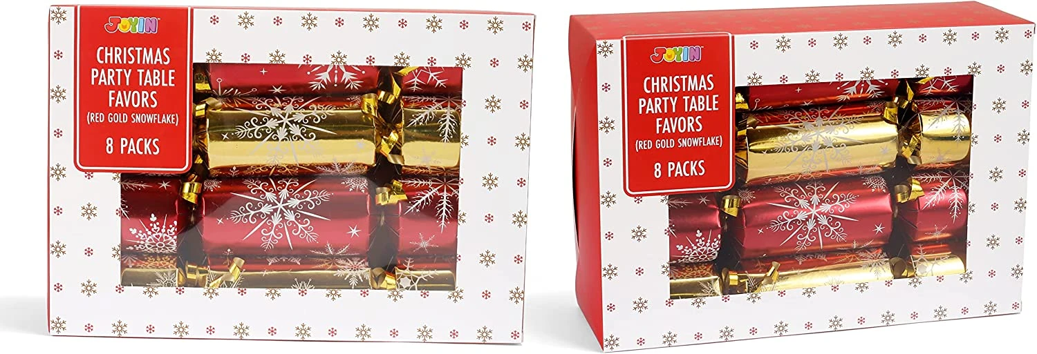 Christmas Party Table Favors (Red Gold Snowflake), 8 Pack 8 Christmas Party Table Favors (Red Gold Snowflake), 8 Pack - Image 6