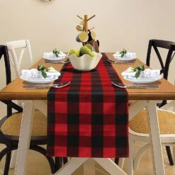 Christmas Table Runner Buffalo Check Classic 14x72in??red & Black??¡ìo?