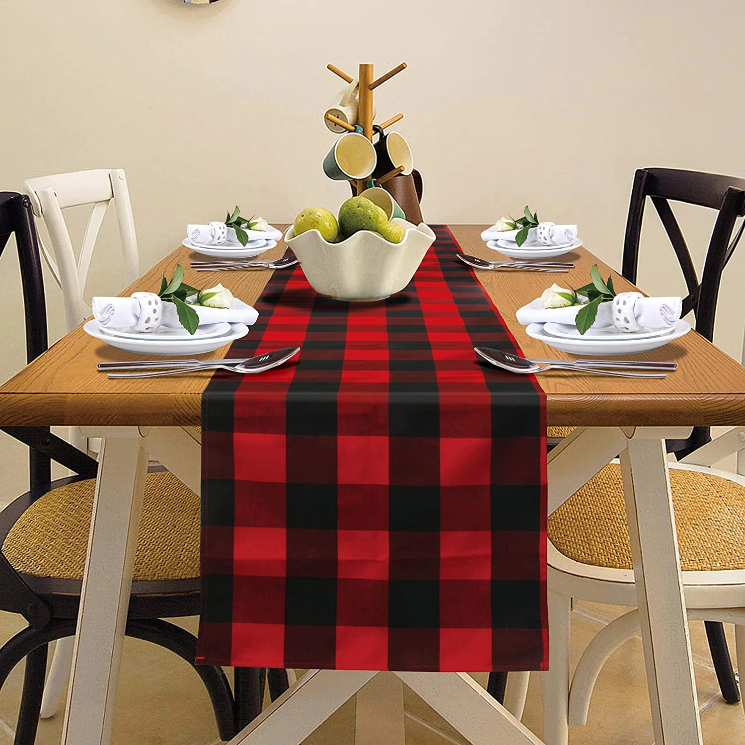 Christmas Table Runner Buffalo Check Classic 14x72in??red & Black??¡ìo? 3 Christmas Table Runner Buffalo Check Classic 14x72in??red & Black??¡ìo?