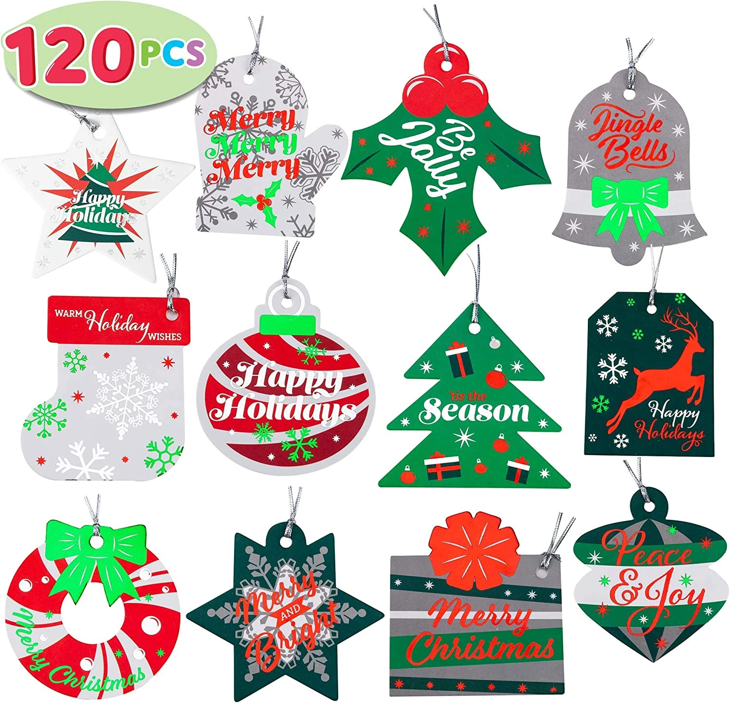 Foil Christmas Gift Tags With Strings 4 Foil Christmas Gift Tags With Strings - Image 2