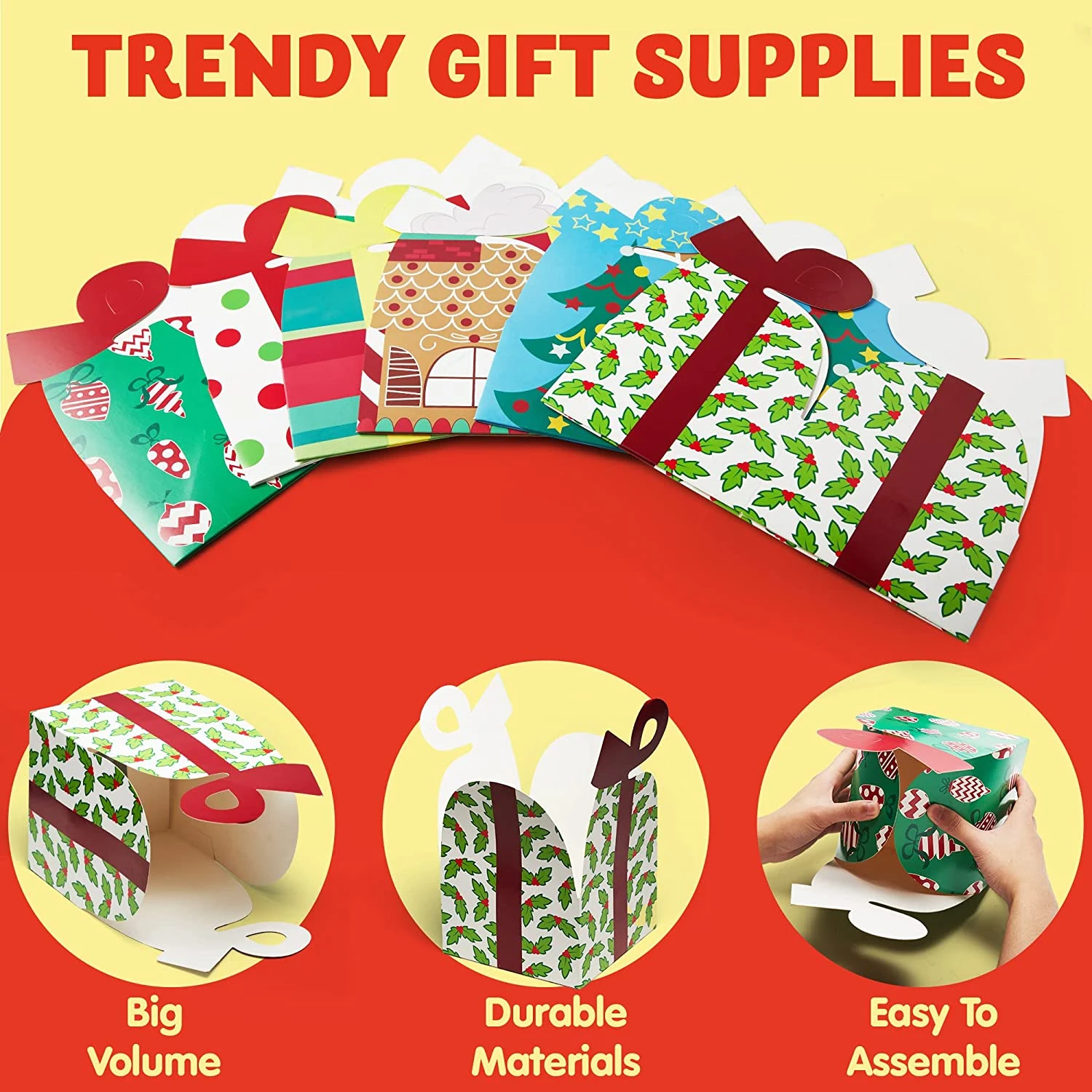 3d Christmas Goody Gift Boxes With Bow, 24 Pcs 6 3d Christmas Goody Gift Boxes With Bow, 24 Pcs - Image 4