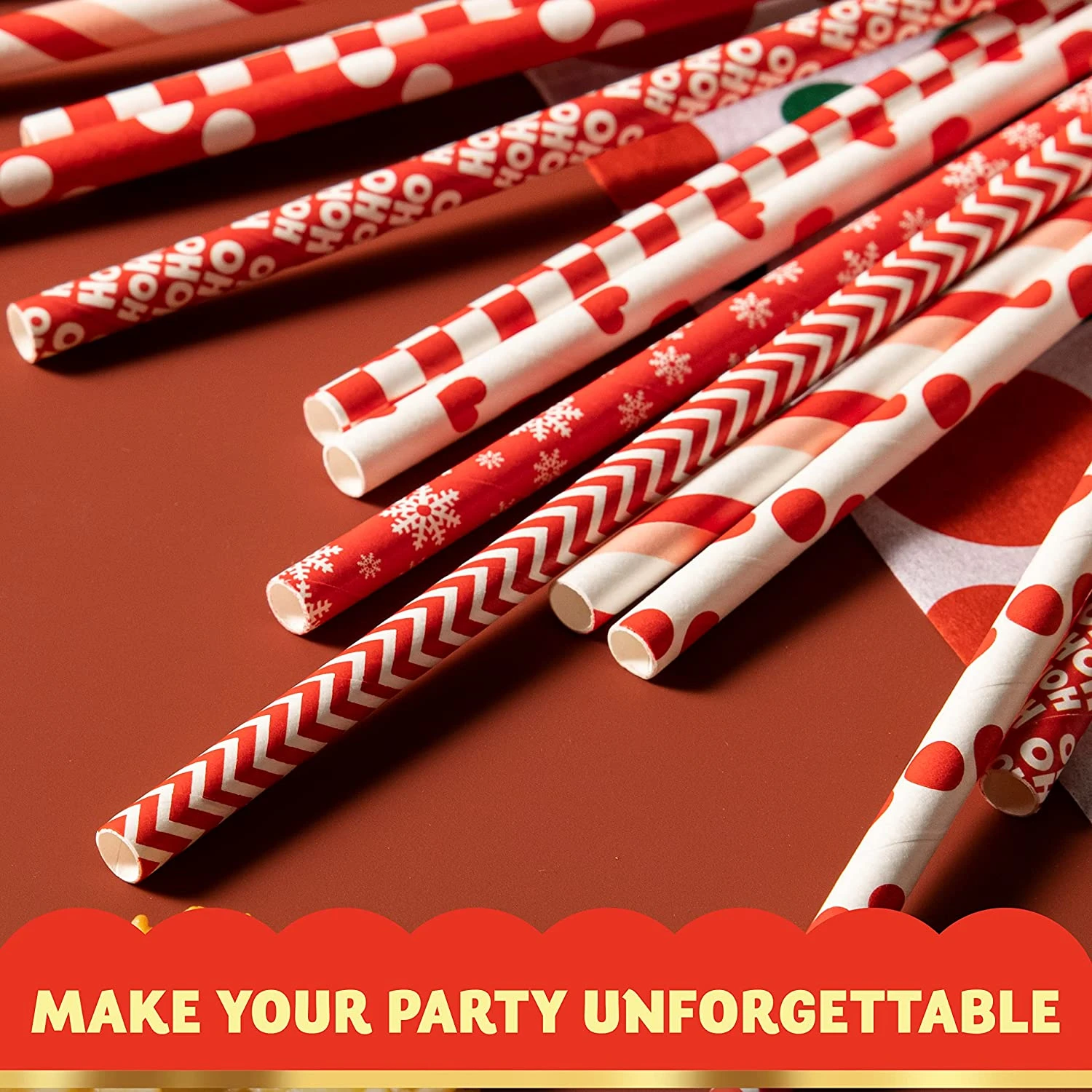 200Pcs Christmas Red Paper Straws 6 200Pcs Christmas Red Paper Straws - Image 4