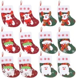6in Mini Christmas Stockings (Patches), 12 Pcs