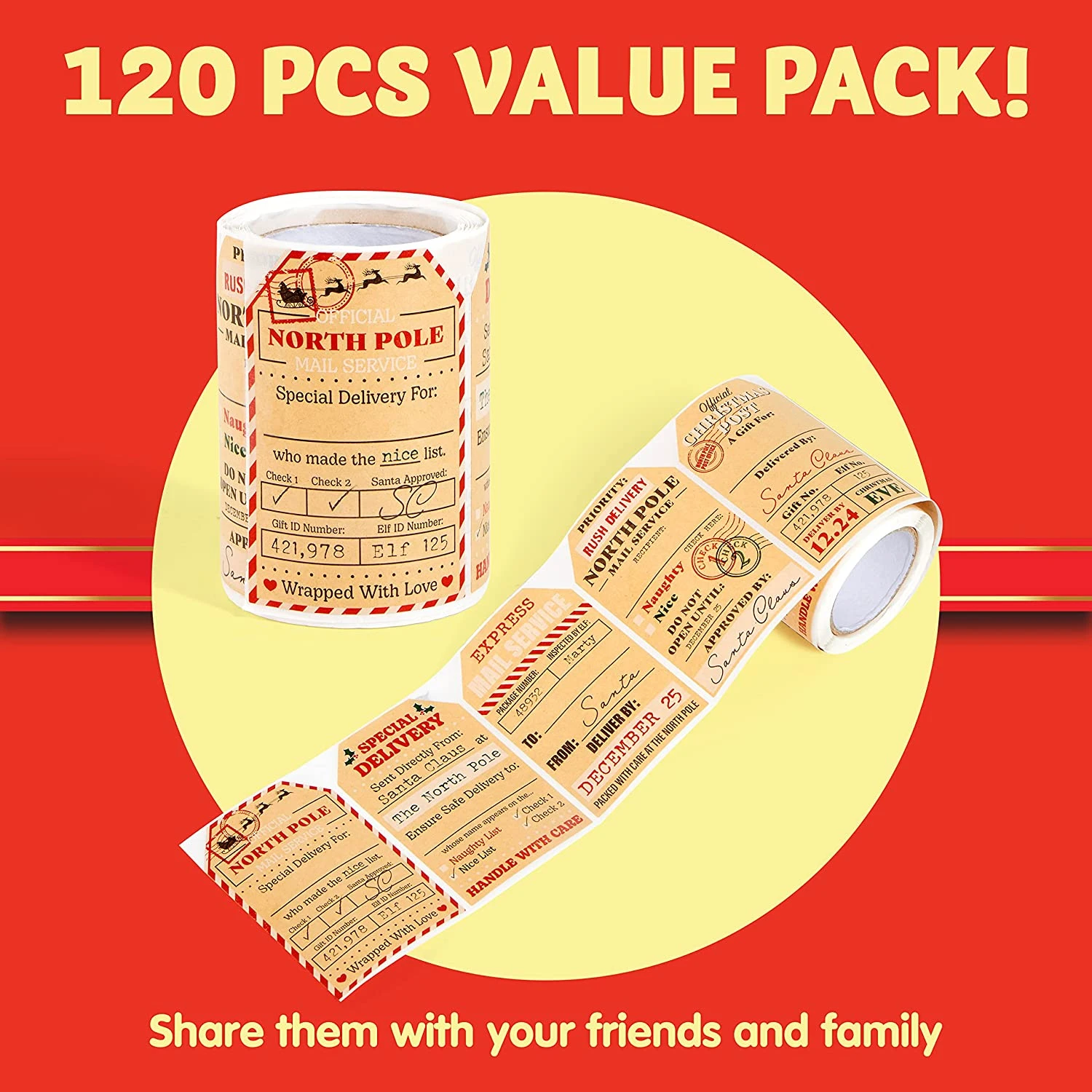 Christmas Gift Tag Kraft Paper North Pole Style 4 Christmas Gift Tag Kraft Paper North Pole Style - Image 2