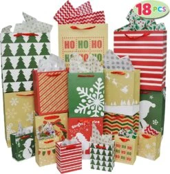 Christmas Assorted Gift Bags, 18 Pack
