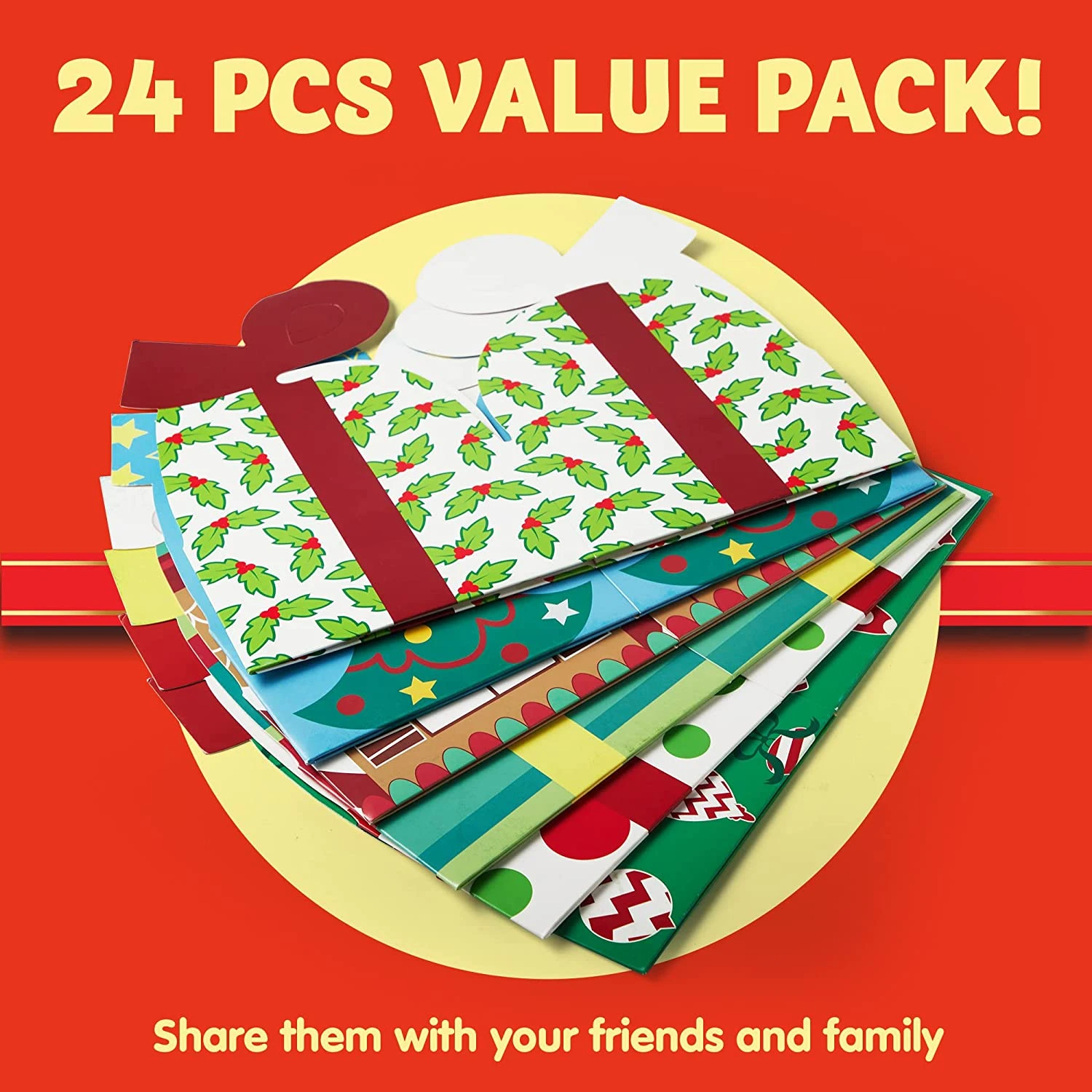 3d Christmas Goody Gift Boxes With Bow, 24 Pcs 4 3d Christmas Goody Gift Boxes With Bow, 24 Pcs - Image 2