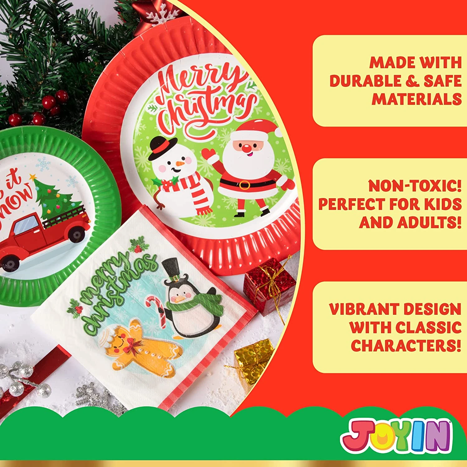 96Pcs Christmas Paper Plates And Napkins Set 7 96Pcs Christmas Paper Plates And Napkins Set - Image 5