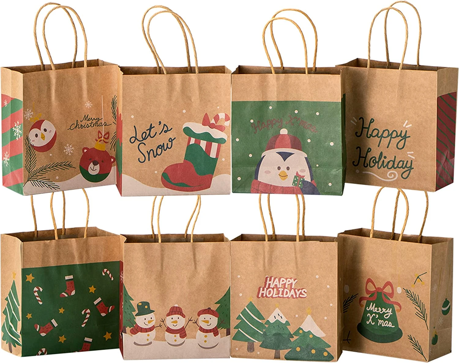 Small Kraft Paper Christmas Themed Bags With 10 Designs, 32 Pcs 9 Small Kraft Paper Christmas Themed Bags With 10 Designs, 32 Pcs - Image 7