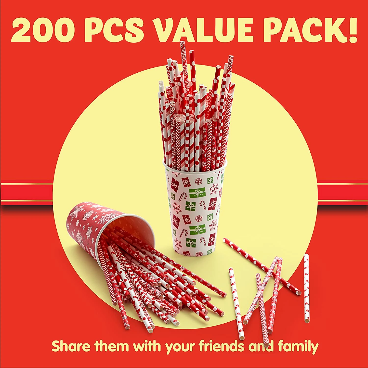 200Pcs Christmas Red Paper Straws 4 200Pcs Christmas Red Paper Straws - Image 2