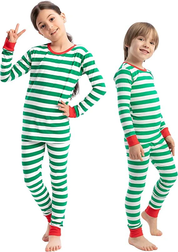 Women Christmas Green Stripe Family Matching Pajama 4 Women Christmas Green Stripe Family Matching Pajama - Image 2