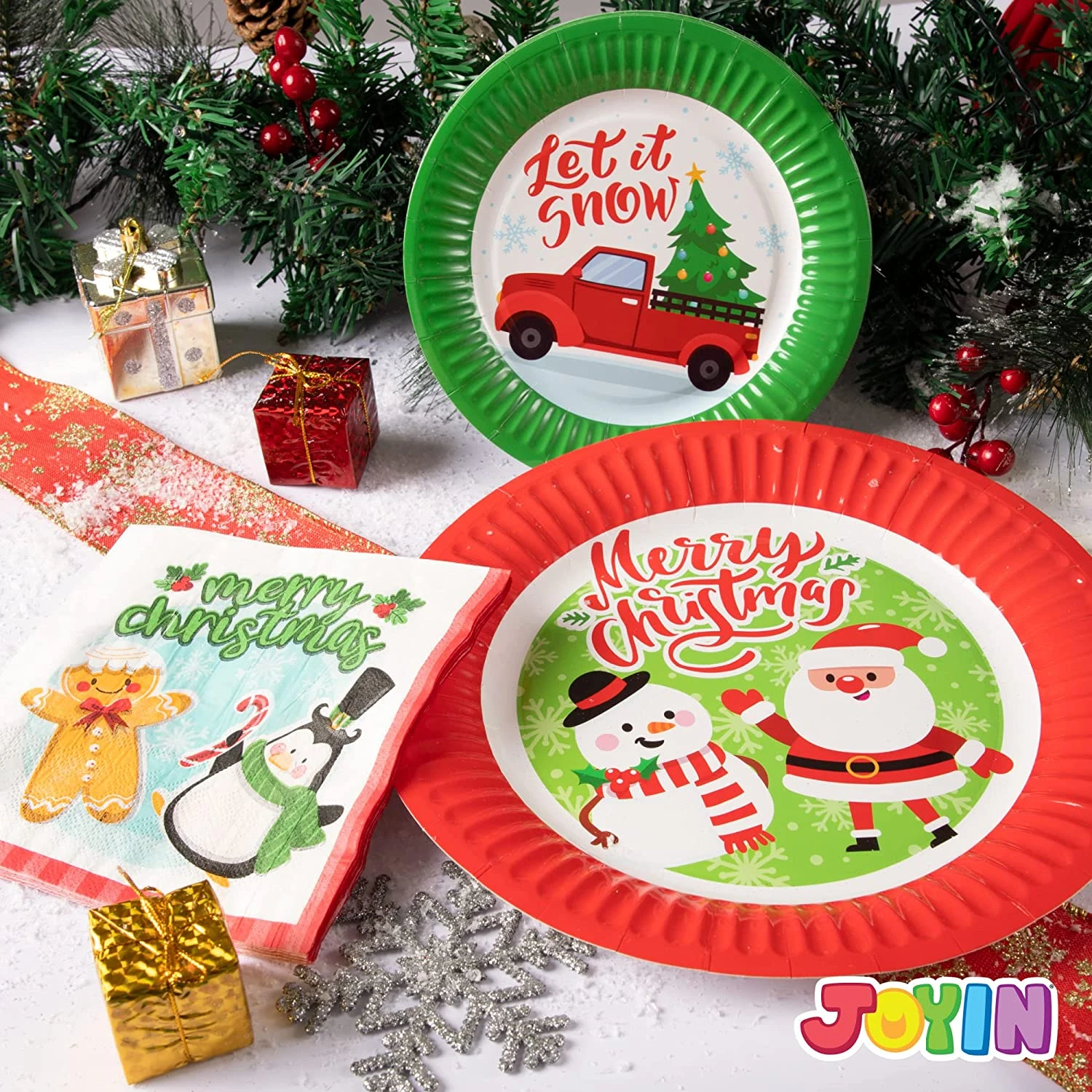 96Pcs Christmas Paper Plates And Napkins Set 11 96Pcs Christmas Paper Plates And Napkins Set - Image 9