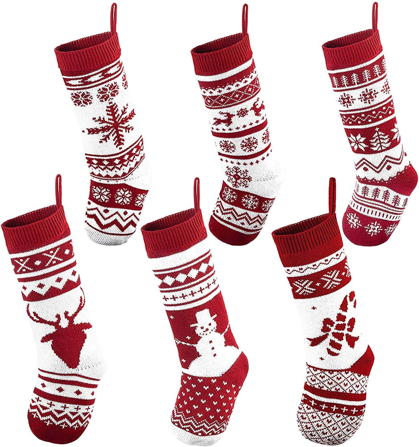 18" Knit Christmas Stockings, 6 Pack 3 18" Knit Christmas Stockings, 6 Pack