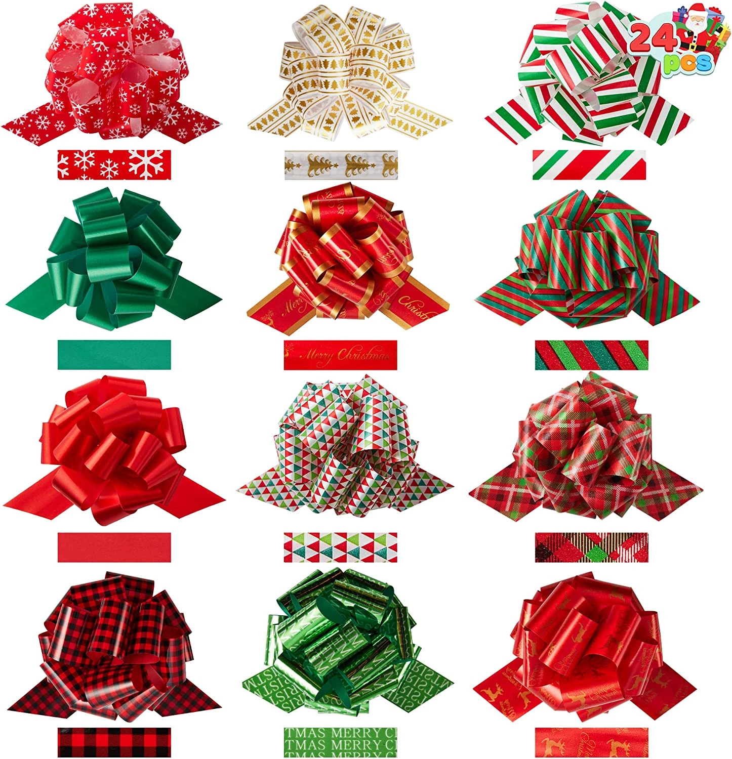 24Pcs Christmas Gift Wrap Ribbon 3 24Pcs Christmas Gift Wrap Ribbon