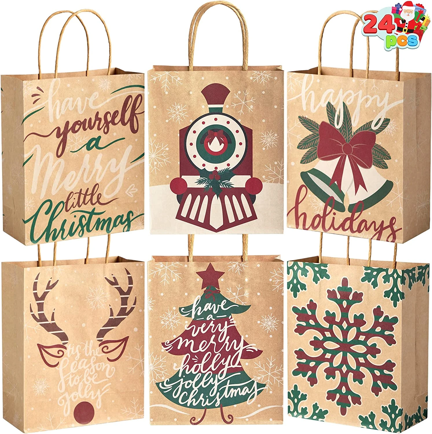 Christmas Kraft Paper Gift Bags With Large Characters 11 Christmas Kraft Paper Gift Bags With Large Characters - Image 9