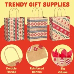 Christmas Kraft Bags In 8 Designs, 48 Pcs 12 Christmas Kraft Bags In 8 Designs, 48 Pcs -Xmas Supplies Shop 81aO9sBufXL. AC SL1500