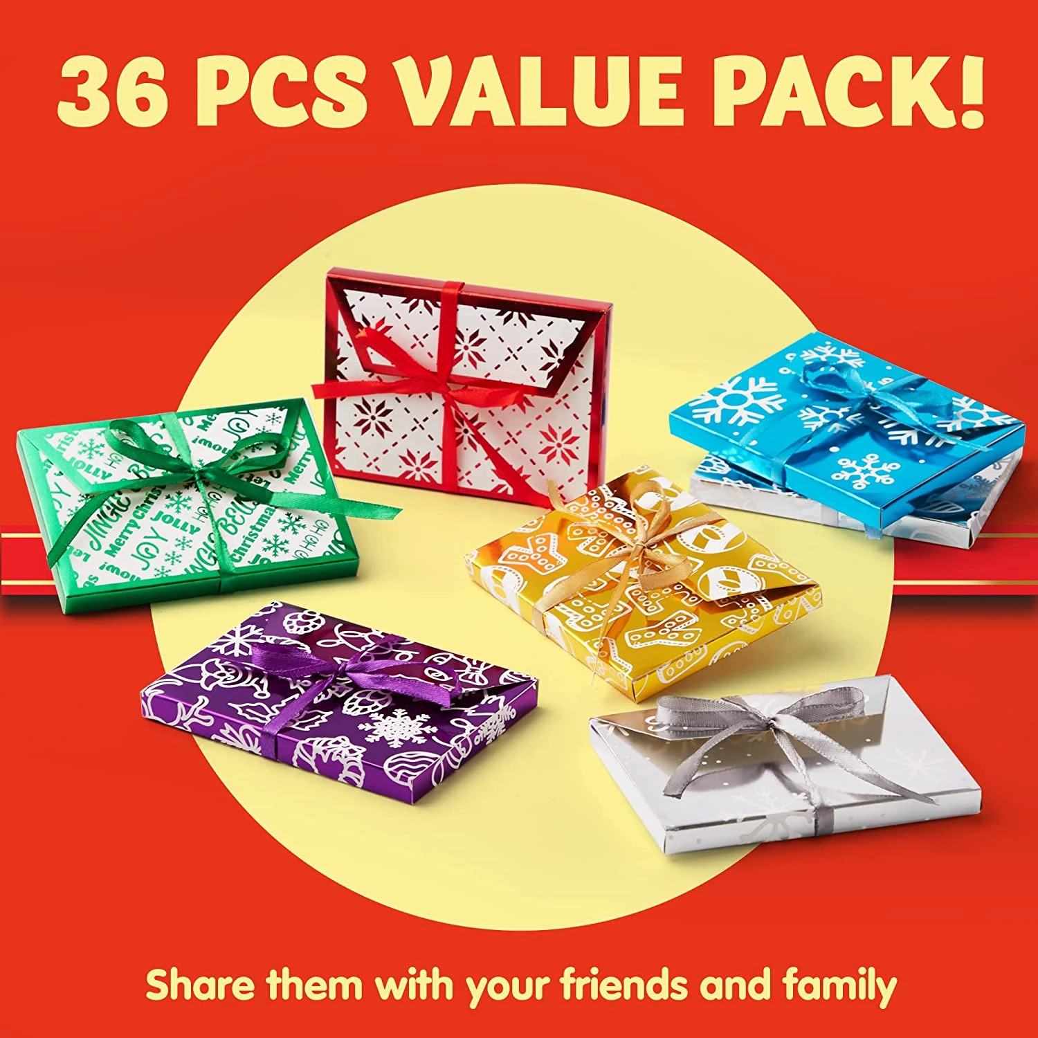 Christmas Gift Foil Wrapped Envelope Card Boxes 5 Christmas Gift Foil Wrapped Envelope Card Boxes - Image 3