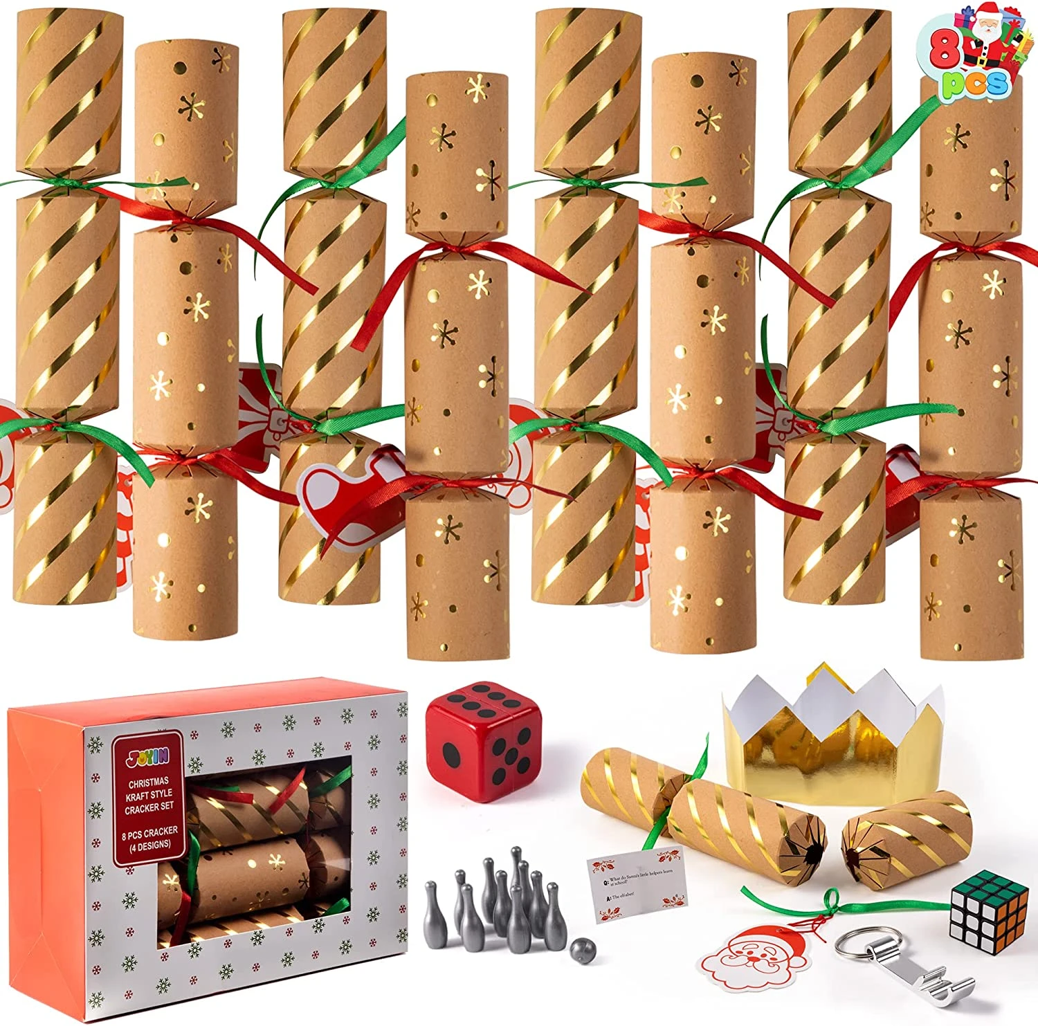 8Pcs Kraft Style Christmas Cracker Set 4 8Pcs Kraft Style Christmas Cracker Set - Image 2