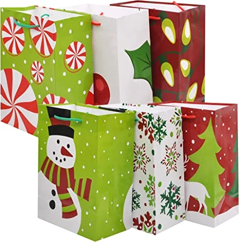 Christmas Gift Bags, Holiday Paper Goody Bags With Handles 3 Christmas Gift Bags, Holiday Paper Goody Bags With Handles