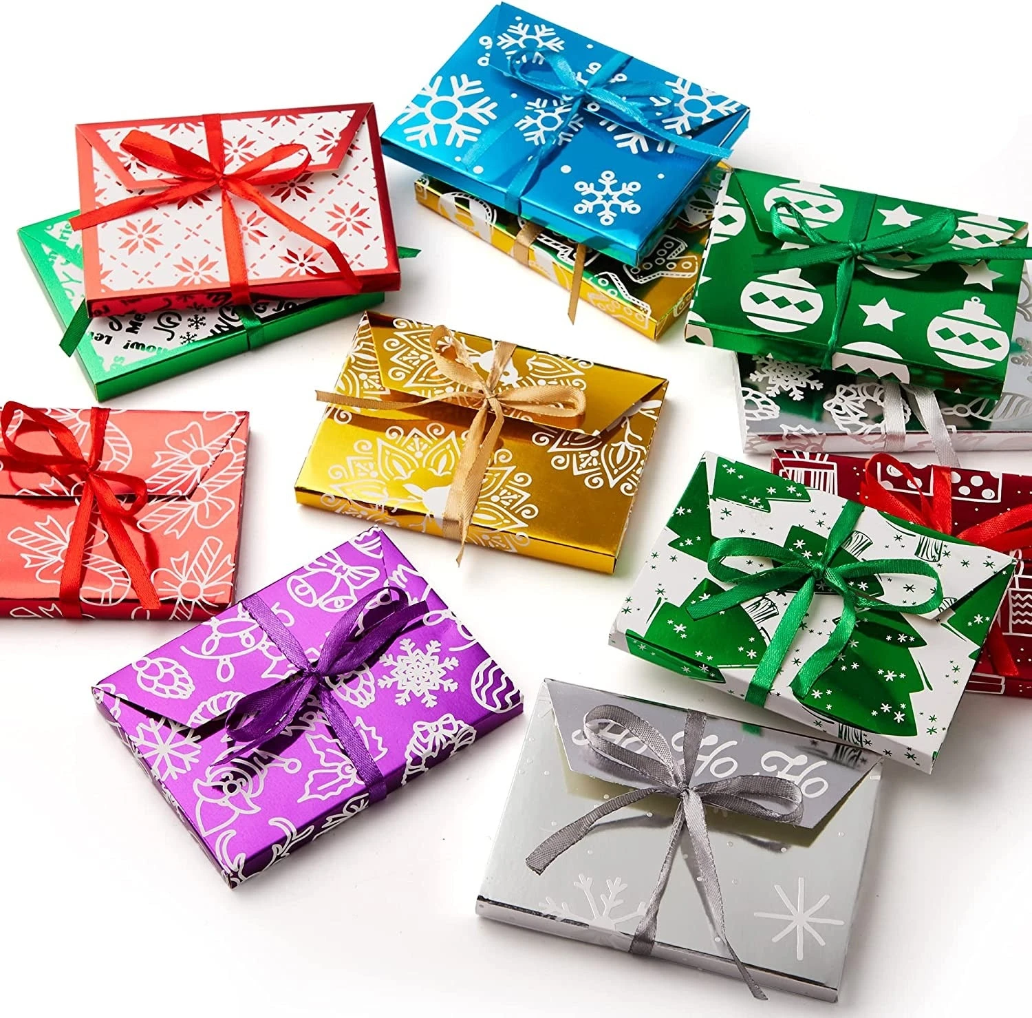 Christmas Gift Foil Wrapped Envelope Card Boxes 3 Christmas Gift Foil Wrapped Envelope Card Boxes