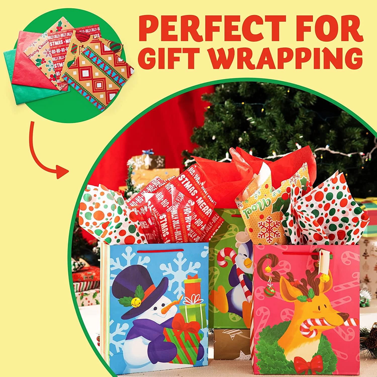 Christmas Tissue Paper Printed And Solid For Decoration And Wrapping 7 Christmas Tissue Paper Printed And Solid For Decoration And Wrapping - Image 5